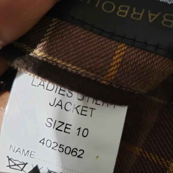 Barbour Utility Jacket Brown Wax Cotton Flannel Lined Slim Hip Length Size 10 - Picture 9 of 16